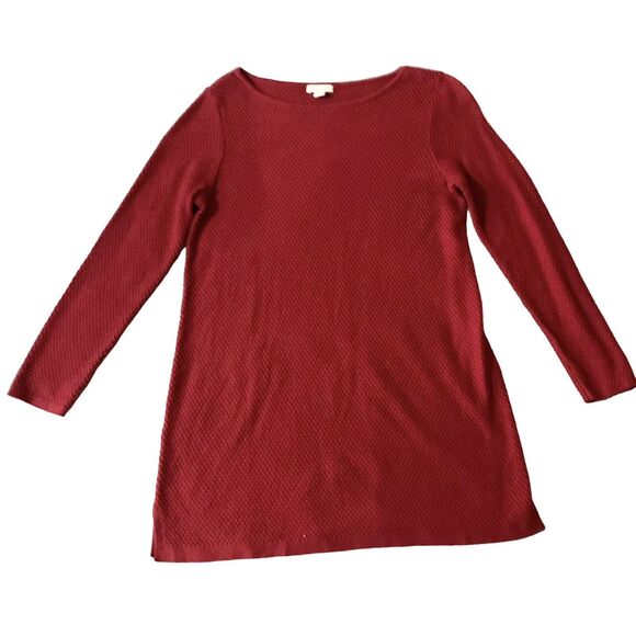 J.Jill Red Long Length Blouse Petite PXS Women Waffle Texture Career Basic - Picture 1 of 13